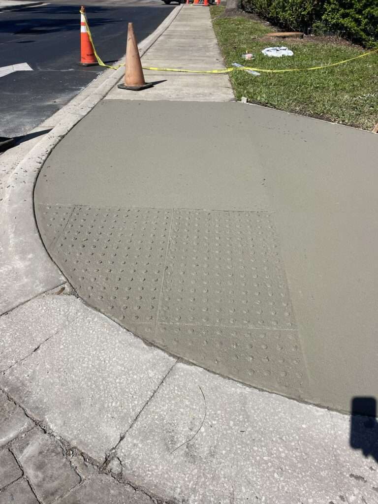 concrete sidewalk finishing with ADA compliance and smooth surface