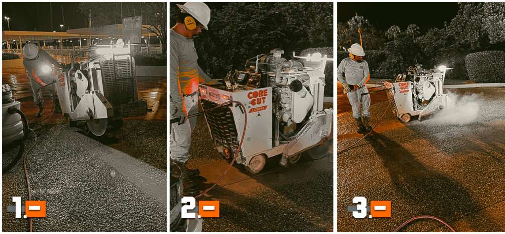 Concrete cutting steps using angle grinder for precise cuts